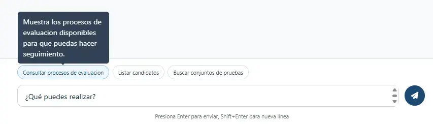 Botones de acciones rápidas ubicados encima del campo de mensaje.